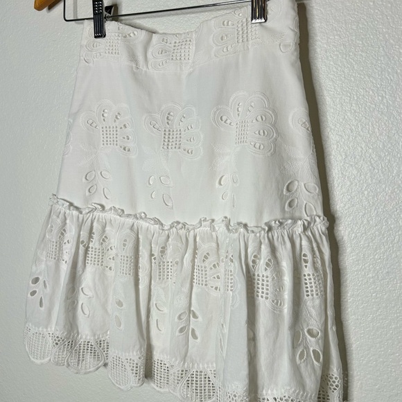Alexis Eyelet Embroidered Mini Skirt in White - Picture 2 of 5